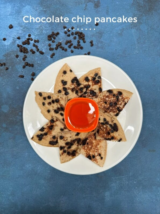 Chocolate Chip Pancakes – Eggless