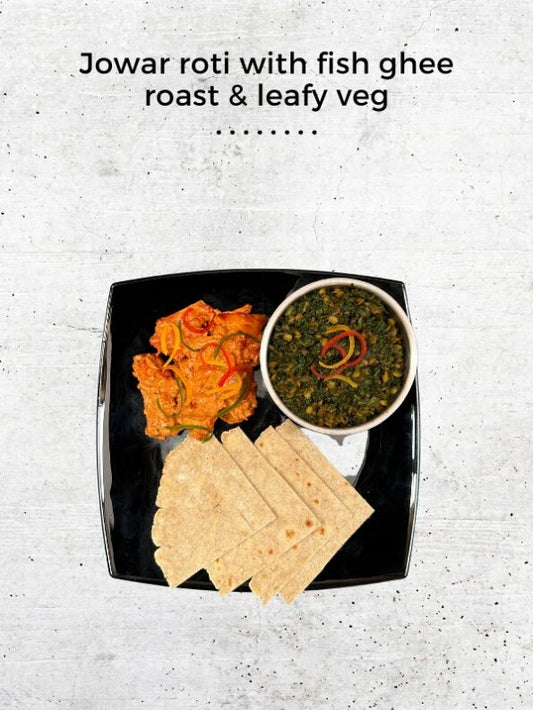 Jowar Roti with Chicken Ghee Roast & Leafy Veg